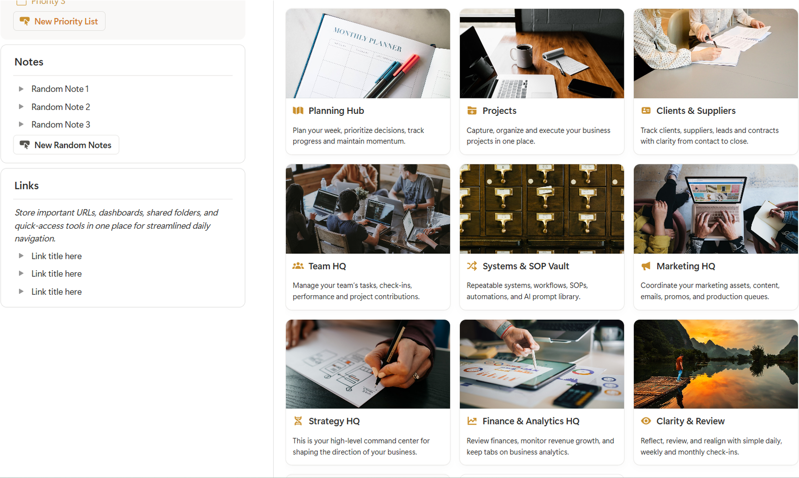 Ceo Dashboard Notion Template