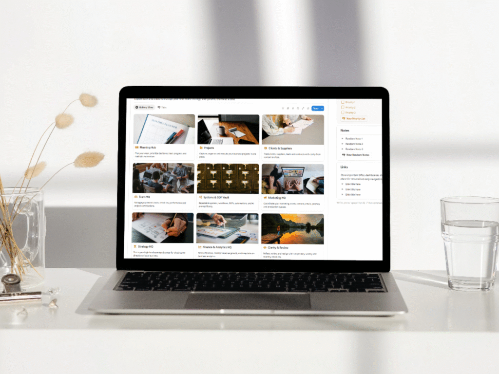 Notion life dashboard showing an all in one planning and organisation system