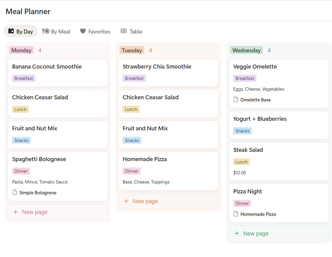 Meal Planner Notion Template