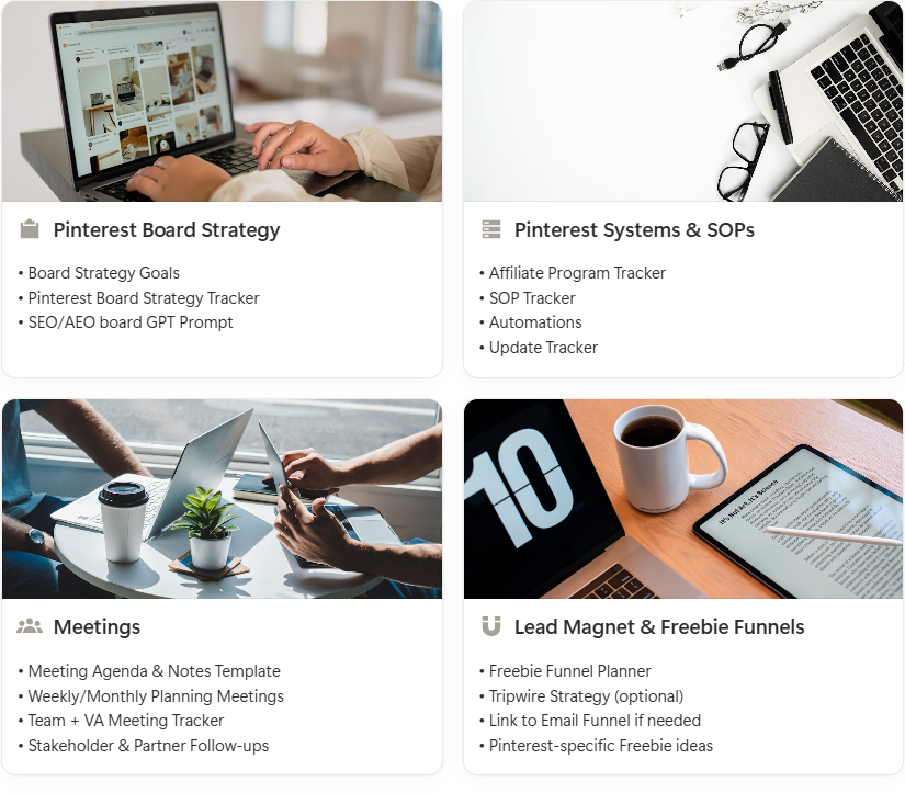 Social media marketing notion template system